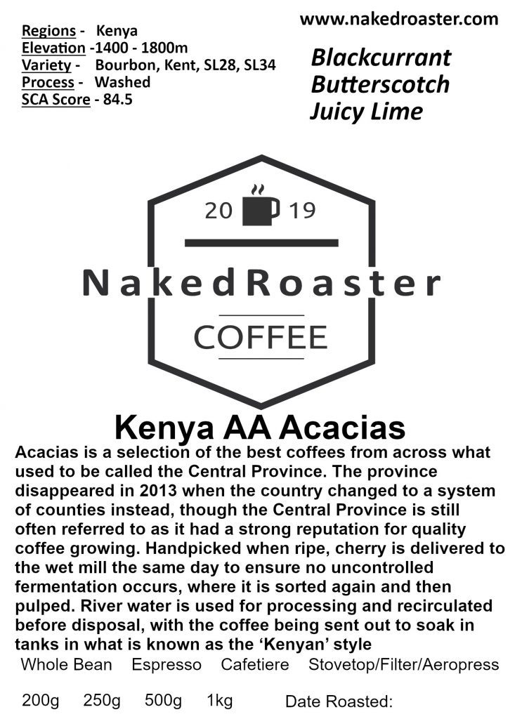 Kenya Aa Acacias Naked Roaster Coffee Coffee Roasters